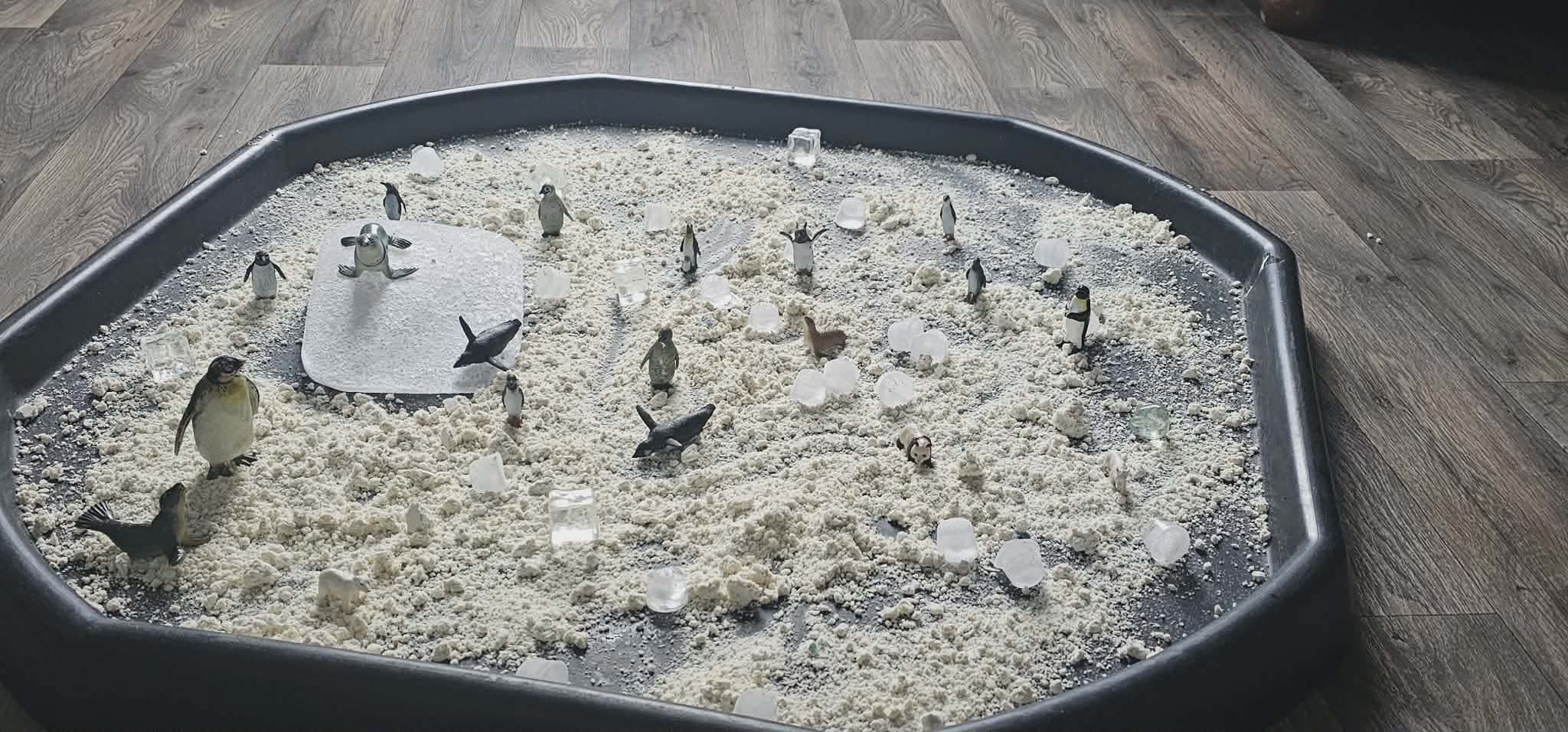 Penguin themed tuff tray